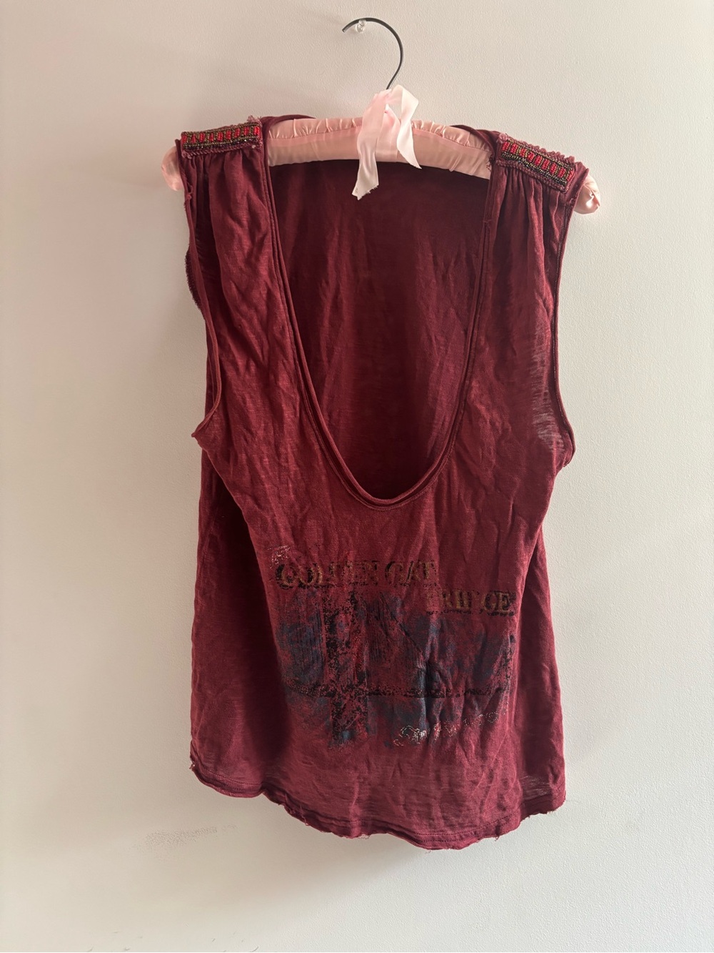 FREE PEOPLE -Sleeveless Deep Scoop Burgundy Women's Tank Top XS